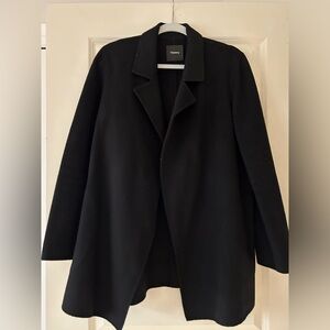 Open front wool/cashmere blend coat